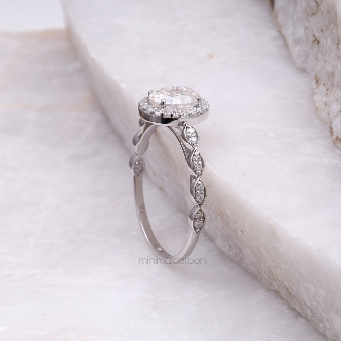 Oval Halo Lab Diamond Engagement Ring – Wedding Ring for Women