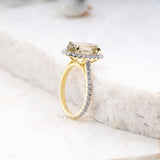 Oval Citrine Ring Halo Engagement Ring - Minimal Carbon