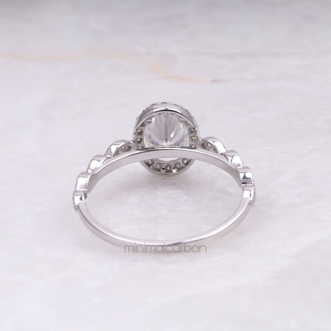 Oval Halo Lab Diamond Engagement Ring – Wedding Ring for Women