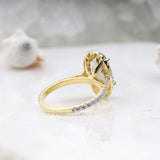 Oval Citrine Ring Halo Engagement Ring - Minimal Carbon