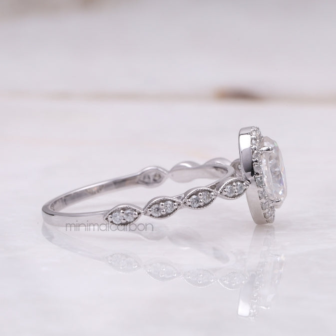 Oval Halo Lab Diamond Engagement Ring – Wedding Ring for Women