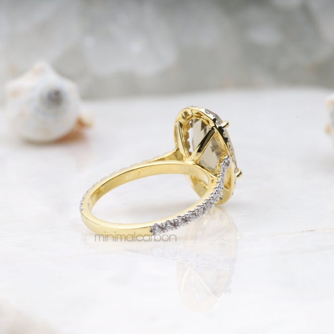 Oval Citrine Ring Halo Engagement Ring - Minimal Carbon