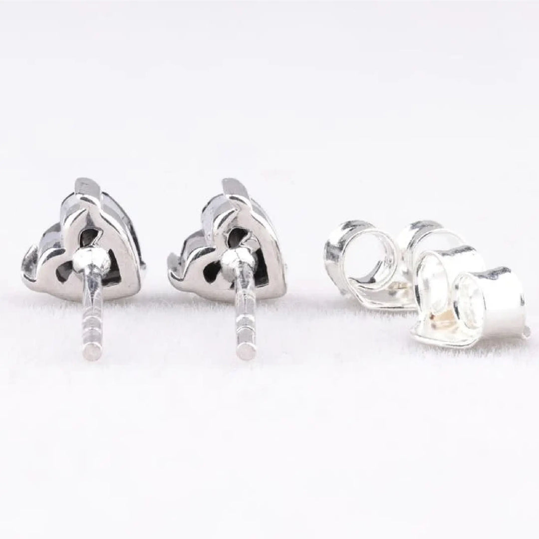 Heart Cut Enhanced Black Diamond Stud Earrings
