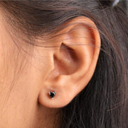 Heart Cut Enhanced Black Diamond Stud Earrings