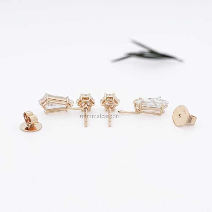 Hexagon And Shield Cut Lab Diamond Drop Earrings