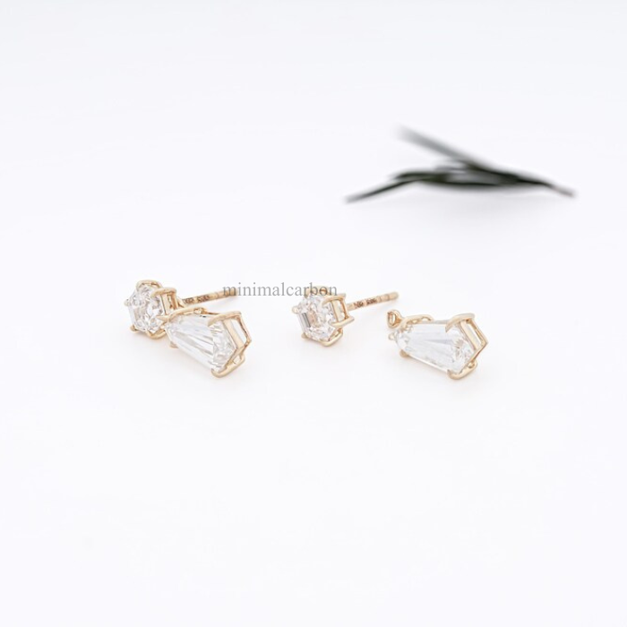 Hexagon And Shield Cut Lab Diamond Drop Earrings