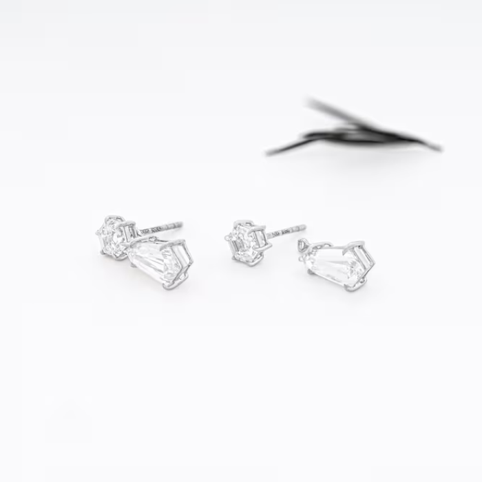 Hexagon And Shield Cut Lab Diamond Drop Earrings