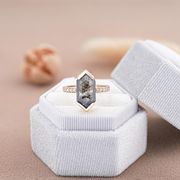 Lab Grown Hexagon Salt And Pepper Diamond Engagement Ring - Minimal Carbon
