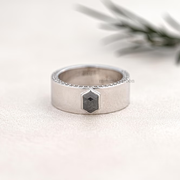 Hexagon Salt And Pepper Diamond Wedding Band