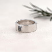 Hexagon Salt And Pepper Diamond Wedding Band