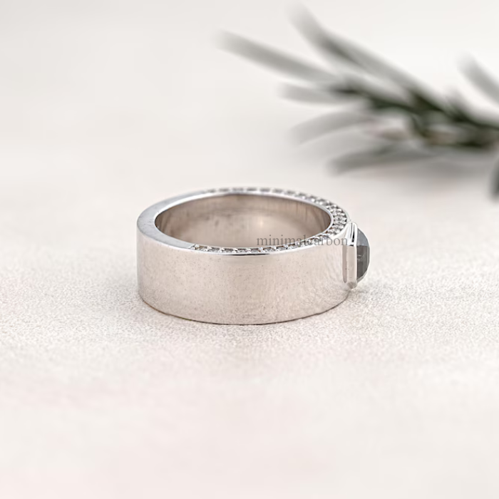 Hexagon Salt And Pepper Diamond Wedding Band