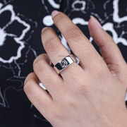 Hexagon Salt And Pepper Diamond Wedding Band