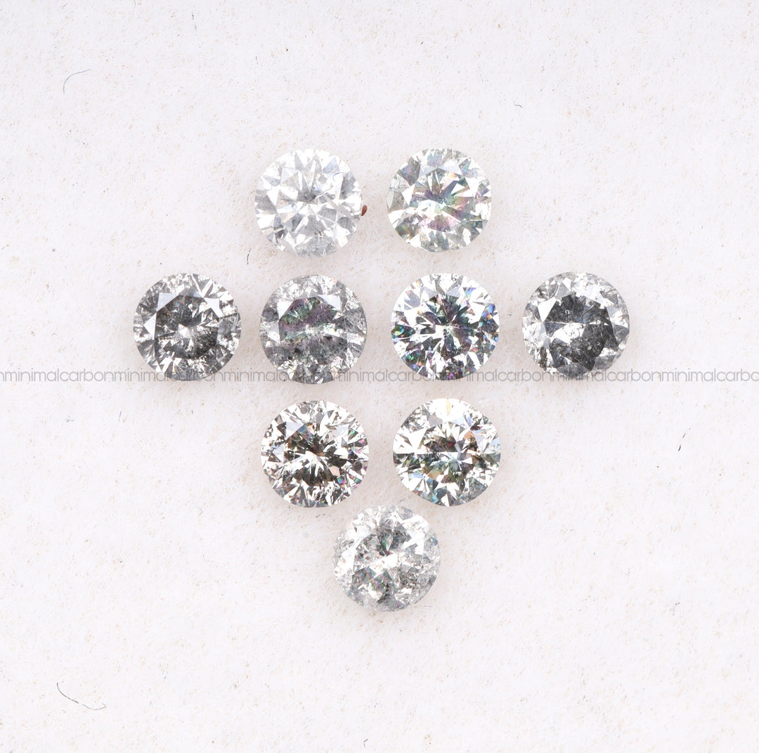 1.1 To 1.5 MM - Salt And Pepper Round Brilliant Cut Diamond