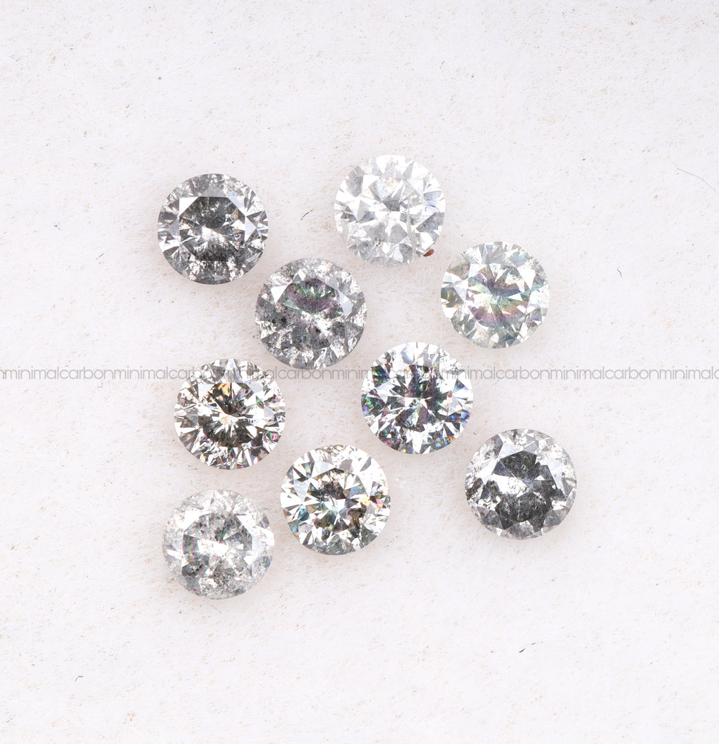 1.1 To 1.5 MM - Salt And Pepper Round Brilliant Cut Diamond