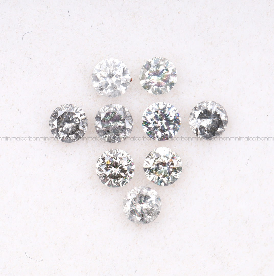 1.1 To 1.5 MM - Salt And Pepper Round Brilliant Cut Diamond