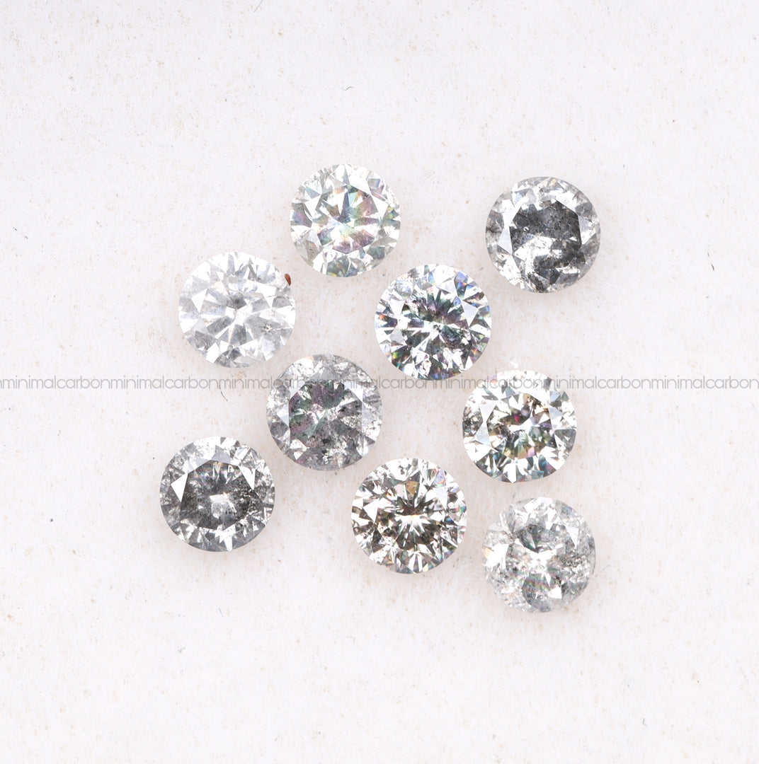 1.1 To 1.5 MM - Salt And Pepper Round Brilliant Cut Diamond