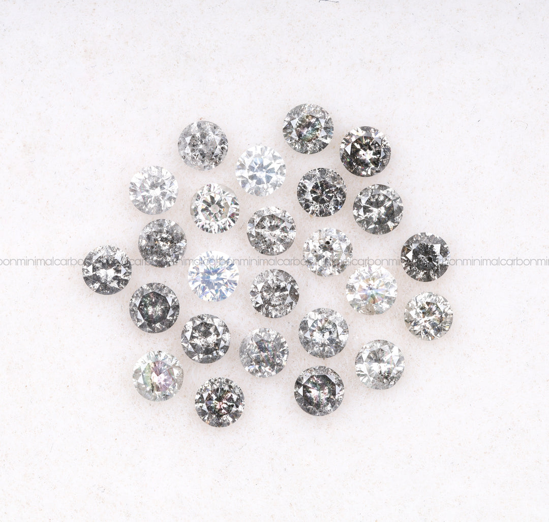 0.8 To 1.0 MM - Salt And Pepper Round Brilliant Cut Diamond