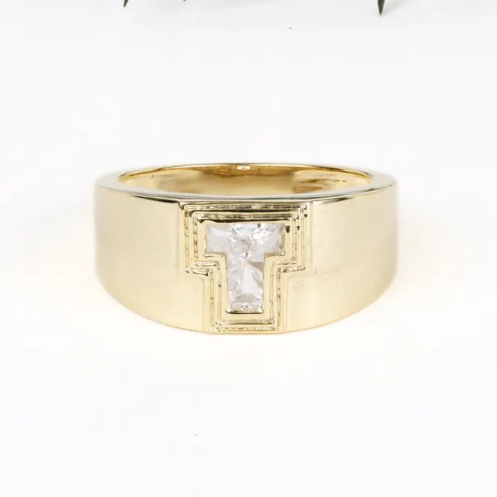 Initial Signet Ring Initial Ring Gold Pinky Ring Initial Monogram Ring Letter Alphabet Monogram Ring Gold Initial Ring Diamond Letter Ring - Minimal Carbon