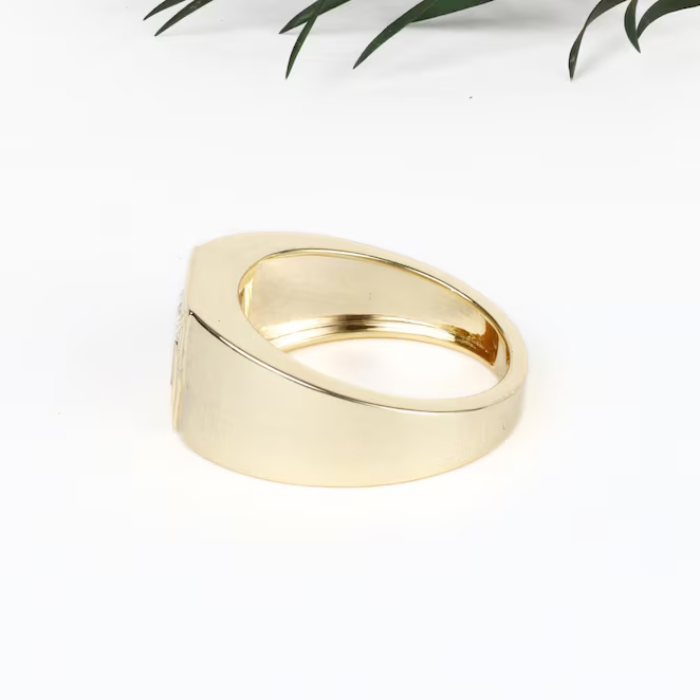 Initial Signet Gold Letter Alphabet Monogram Ring 