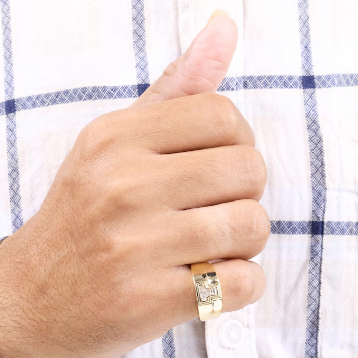Initial Signet Gold Letter Alphabet Monogram Ring 