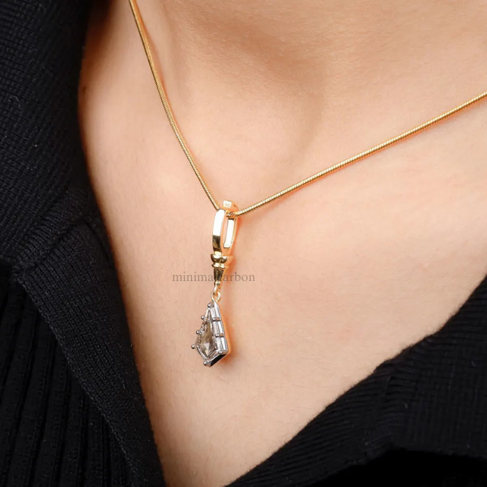 Kite Cut Salt And Pepper Diamond Pendant