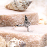 Kite Cut Salt and Pepper Diamond Bridal Ring