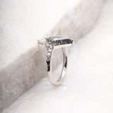 Kite Cut Salt and Pepper Diamond Bridal Ring