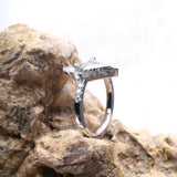 Kite Cut Salt and Pepper Diamond Bridal Ring