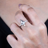 Kite Cut Salt and Pepper Diamond Bridal Ring