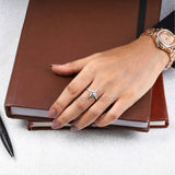 Kite Cut Salt and Pepper Diamond Bridal Ring