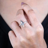 Kite Cut Salt and Pepper Diamond Bridal Ring