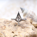 Kite Cut Salt and Pepper Diamond Bridal Ring