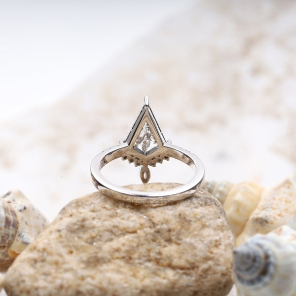 Kite Cut Salt and Pepper Diamond Bridal Ring