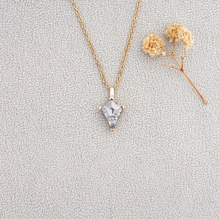 Kite Cut Salt and Pepper Diamond Necklace Pendant