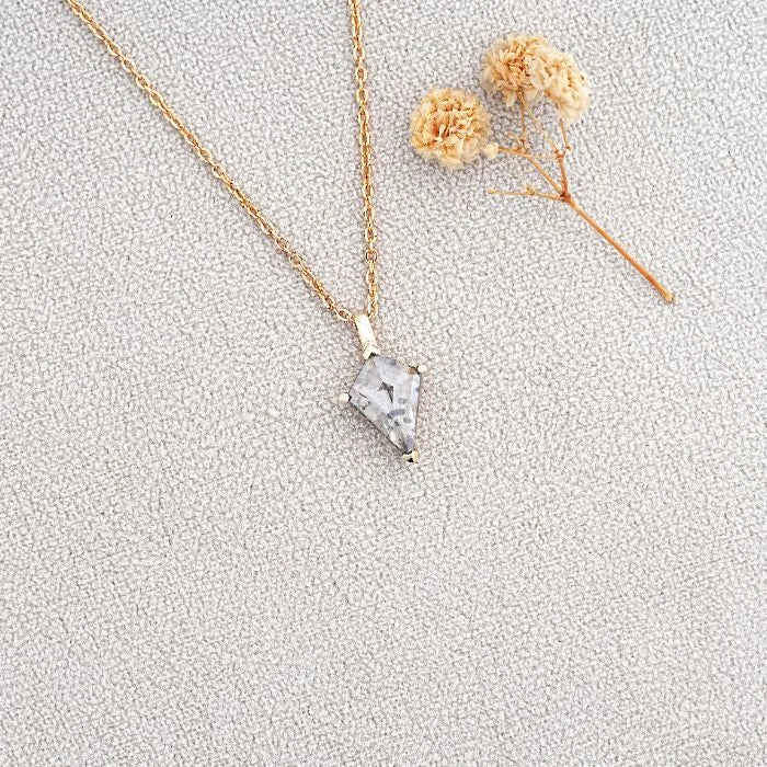 Kite Cut Salt and Pepper Diamond Necklace Pendant