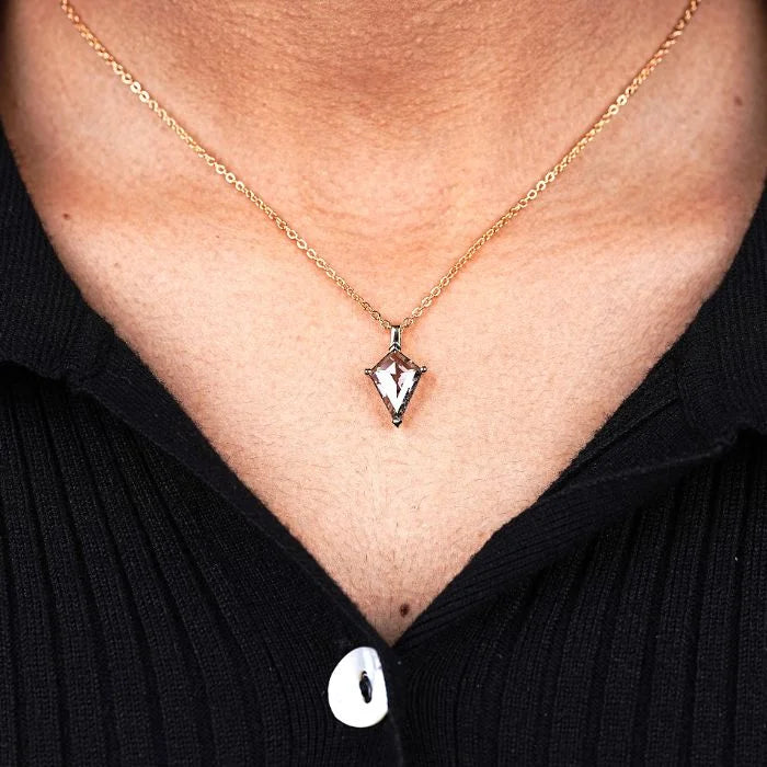 Kite Cut Salt and Pepper Diamond Necklace Pendant