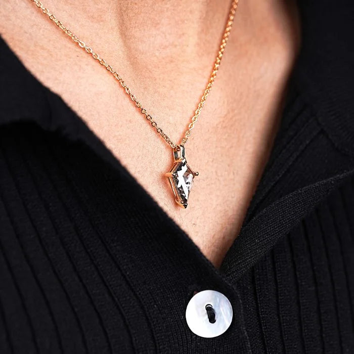 Kite Cut Salt and Pepper Diamond Necklace Pendant