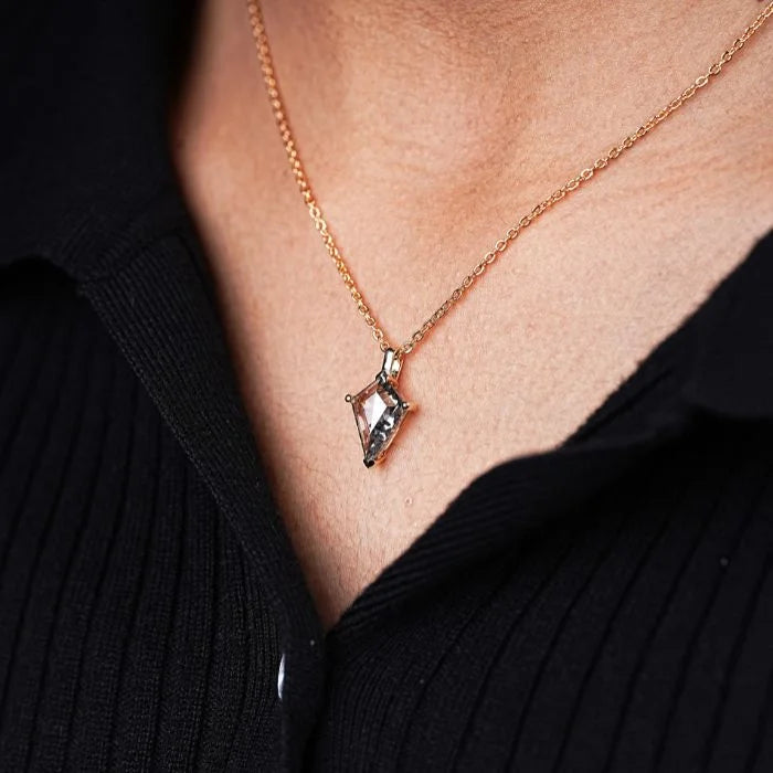 Kite Cut Salt and Pepper Diamond Necklace Pendant