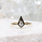 Kite Cut Salt and Pepper Diamond Solitaire Ring - Minimal Carbon