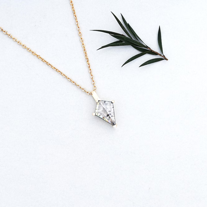 Kite Cut Salt and Pepper Diamond Necklace Pendant