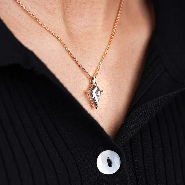 Kite Cut Salt and Pepper Diamond Necklace Pendant