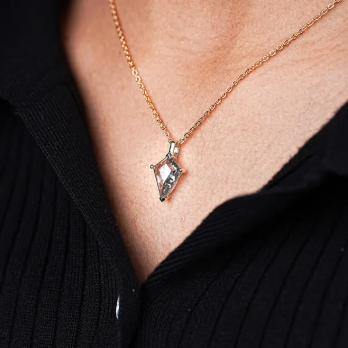 Kite Cut Salt and Pepper Diamond Necklace Pendant