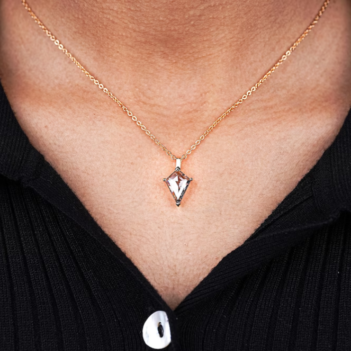 Kite Cut Salt and Pepper Diamond Necklace Pendant