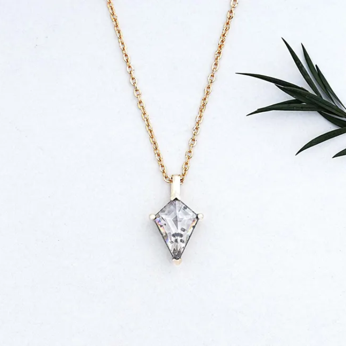 Kite Cut Salt and Pepper Diamond Necklace Pendant