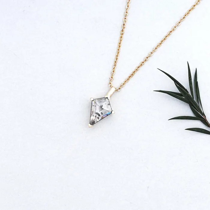 Kite Cut Salt and Pepper Diamond Necklace Pendant