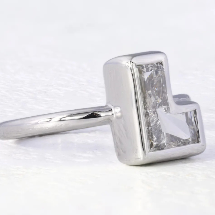 L Alphabet Lab Grown Diamond Initial Ring - Minimal Carbon