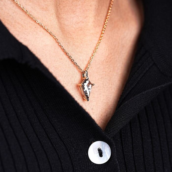 Lab Made Kite Cut Salt And Pepper Diamond Pendant - Minimal Carbon