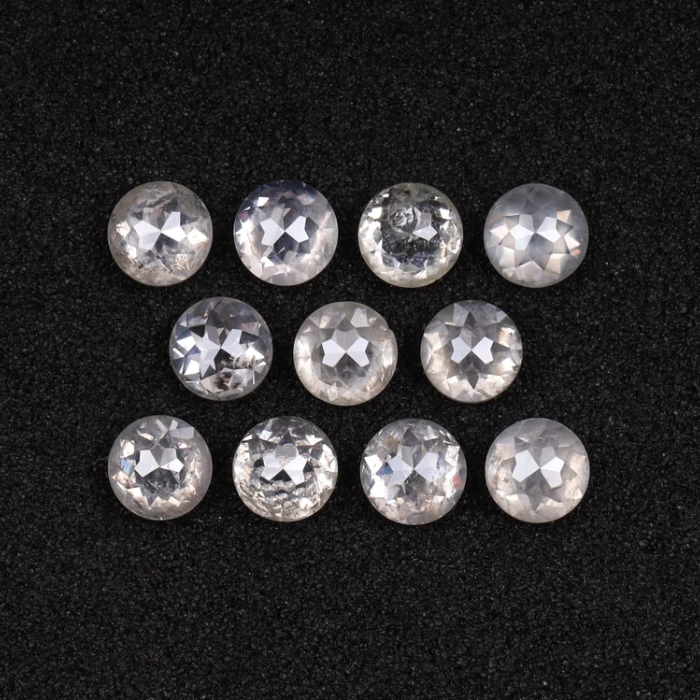Loose Milky White Round Rose Cut Natural Earth Mined Diamond - Minimal Carbon