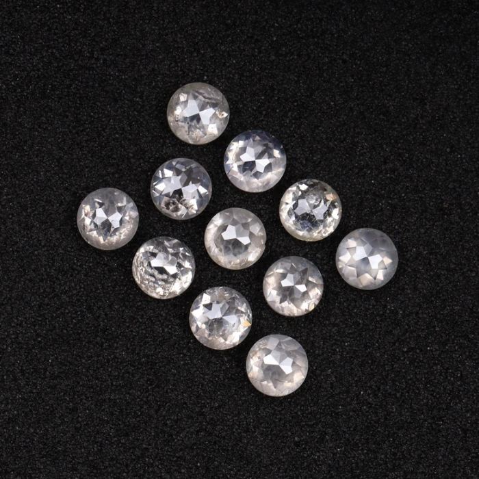 Loose Milky White Round Rose Cut Natural Earth Mined Diamond - Minimal Carbon