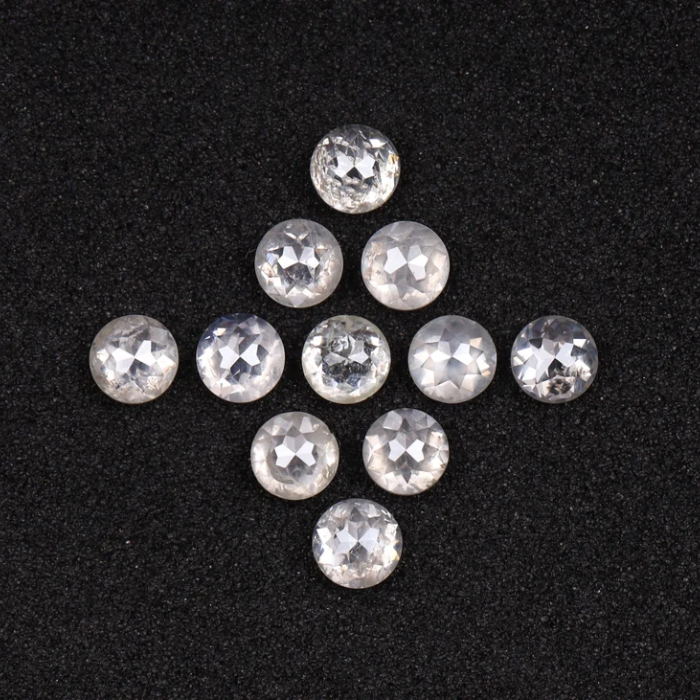 Loose Milky White Round Rose Cut Natural Earth Mined Diamond - Minimal Carbon